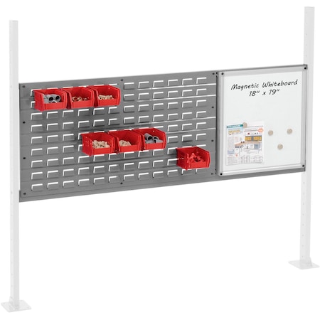 Global Industrial 36in Louver & 18in Whiteboard Panel Kit, 60inW, Gray 319175GY